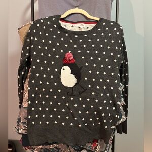 Shrinking Violet Gray and Red Knit Sweater